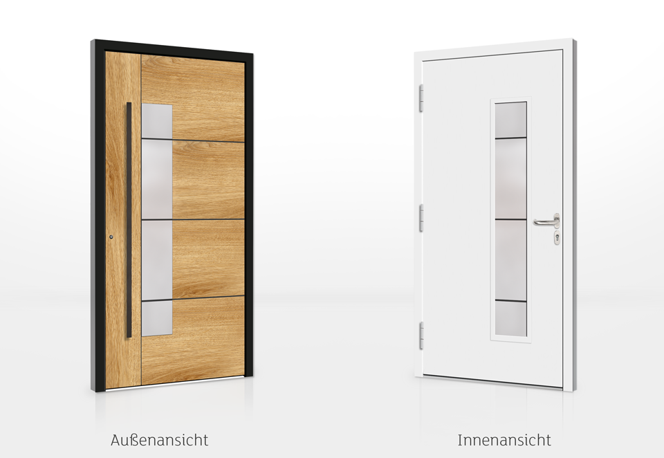 Haustür Innenansicht und Außenansicht